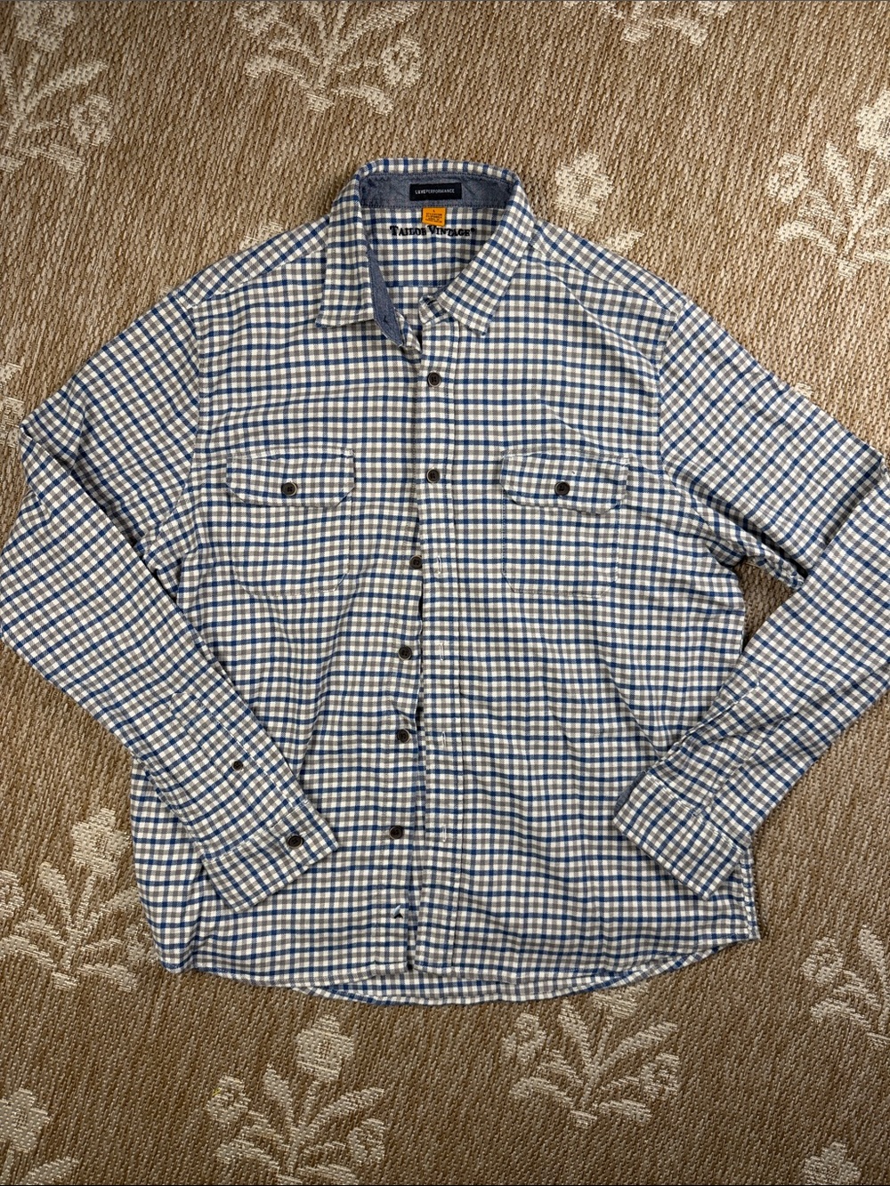 Tailor Vintage Blue and White Check Button-Down Shirt